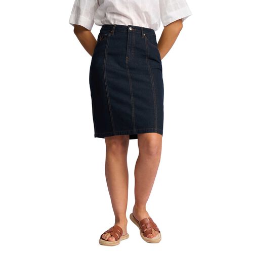Vassalli Contrast Stitch Denim Skirt